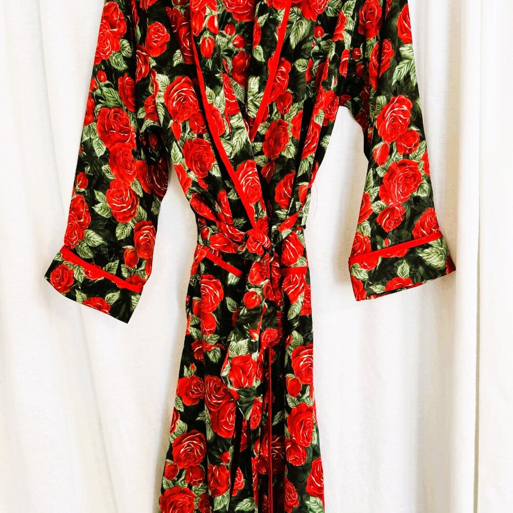 Victoria’s Secret Gold Label Kimono Style Robe Long Rose Floral Pattern, P8